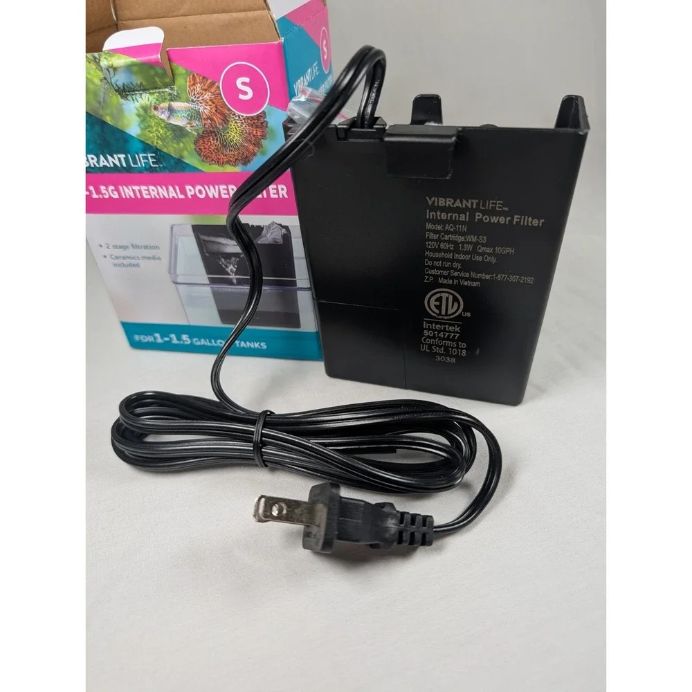 Vibrant Life Internal Power Aquarium Filter, 1-1.5 Gallon Tanks New In Box